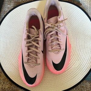 Nike Young Girl’s Pink and Black Athletic Soccer Shoes